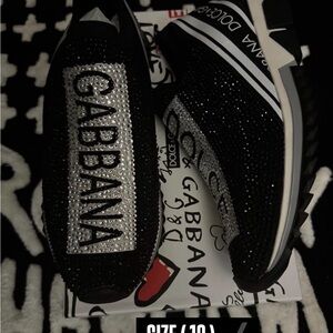 Dolce & Gabbana Black and Silver Embellished Sneakers